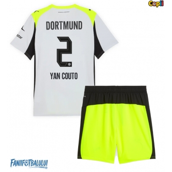 Borussia Dortmund Yan Couto #2 Echipament de Fotbal Replică 2025-26 Copii Deplasare (+ Șorturi)